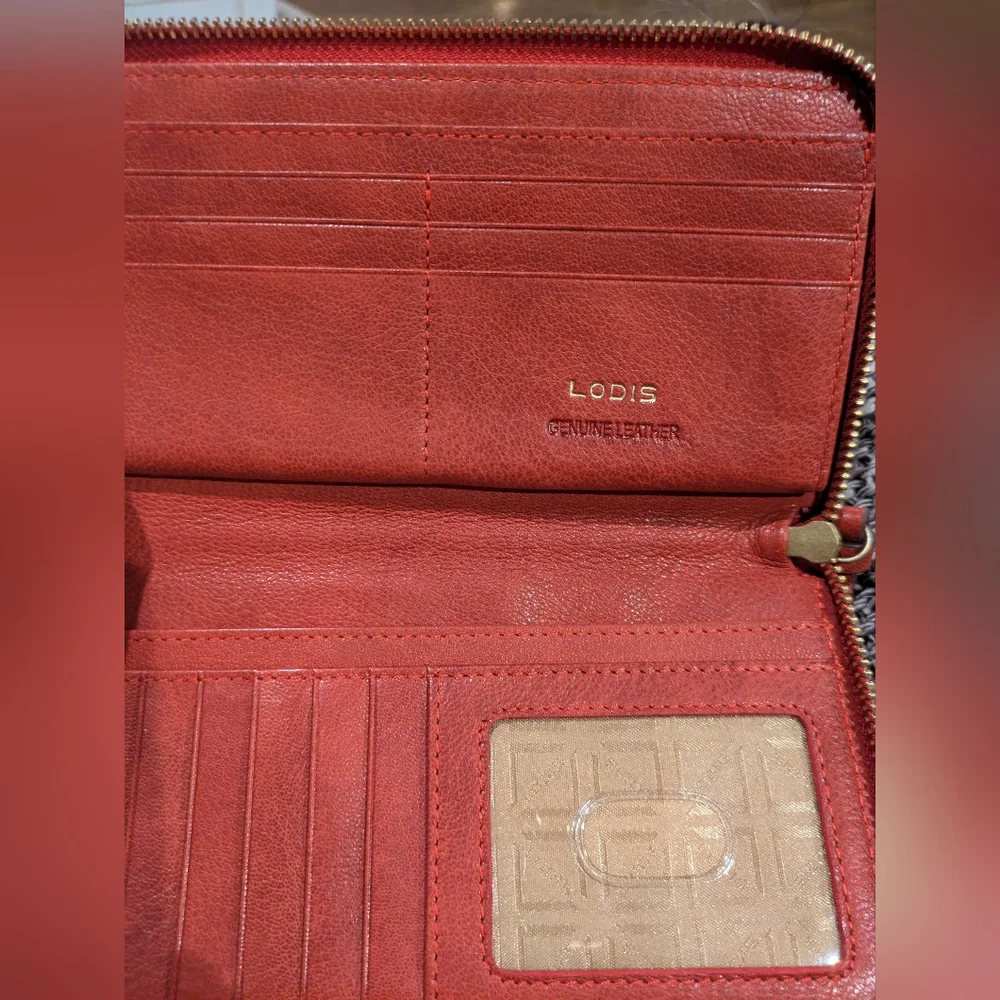 NWOT Lodis Red Leather RFID Wallet/wristlet - Picture 8 of 8